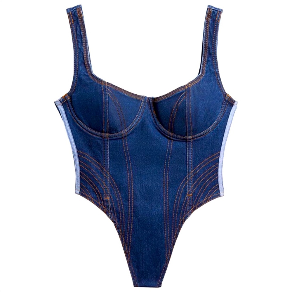 Adidas X Ivy Park “Rodeo” Denim Bodysuit